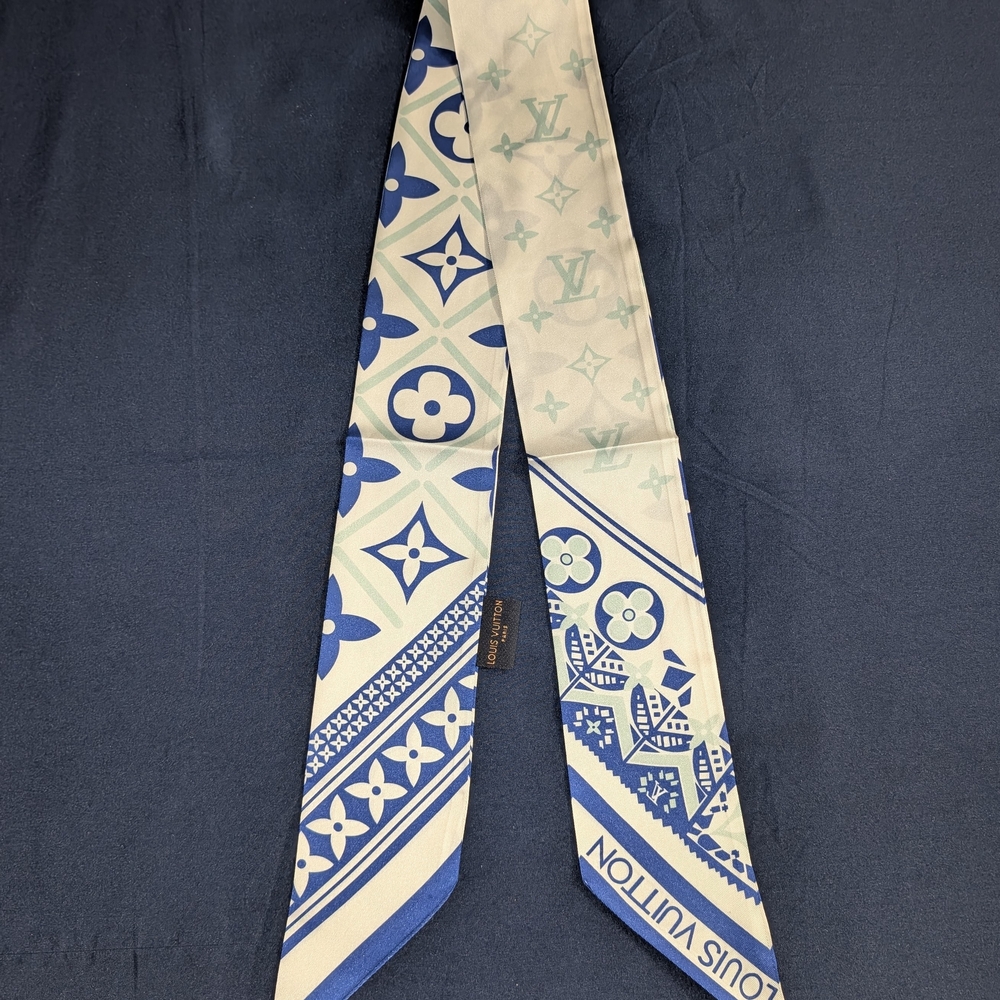 Louis Vuitton Monogram Silk Scarf Blue And White